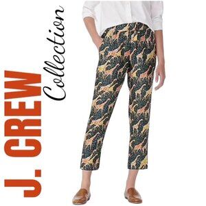 J.CREW COLLECTION 100% Silk Twill Pull On Giraffe Print Animal Pants, Size 0